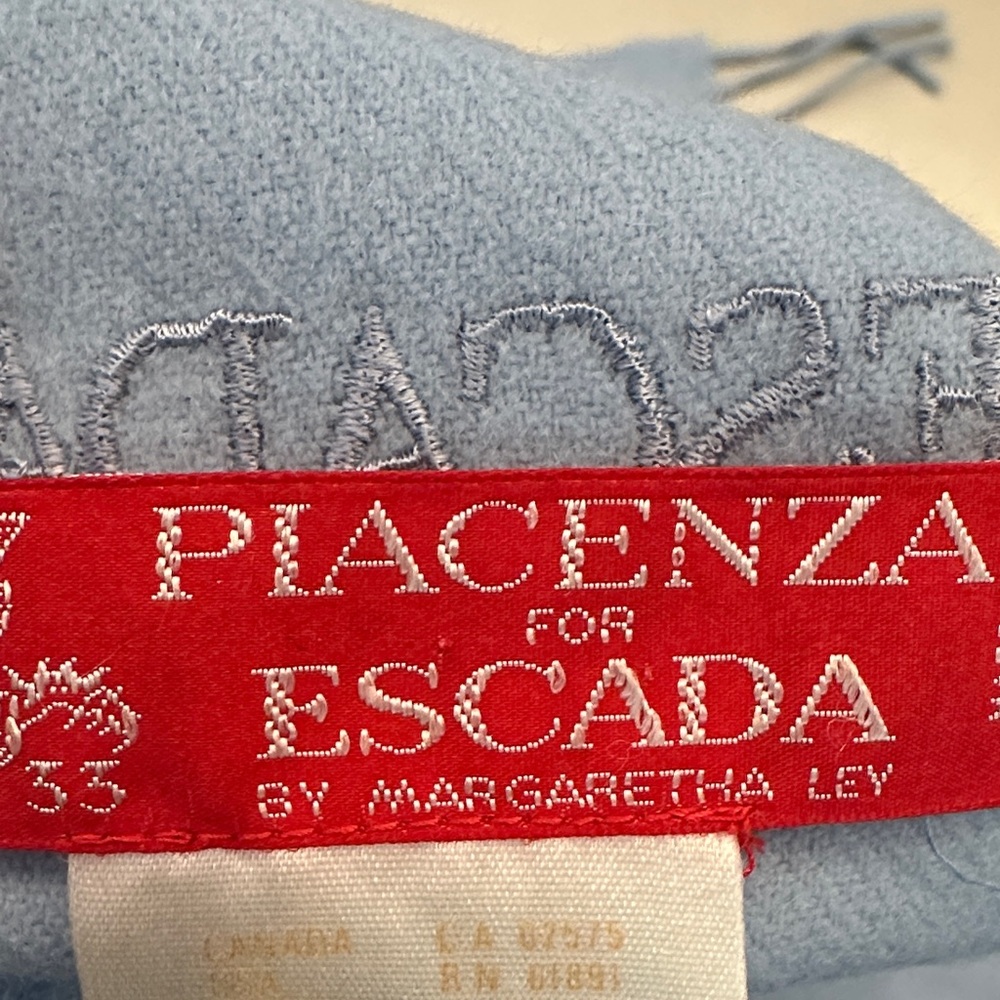 Escada Light Blue Wool Fringe Scarf - Picture 3 of 4
